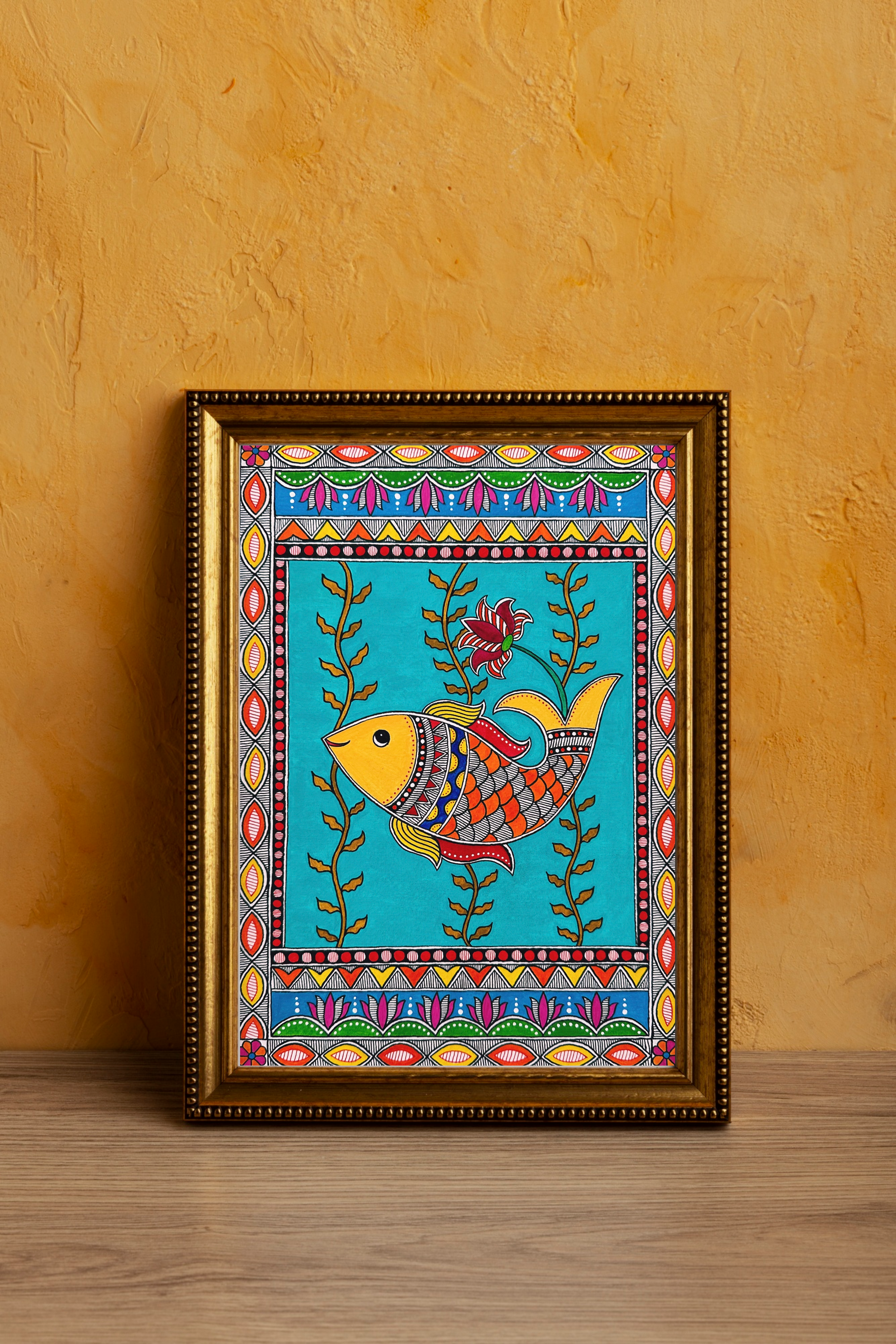 fish madhubani frame