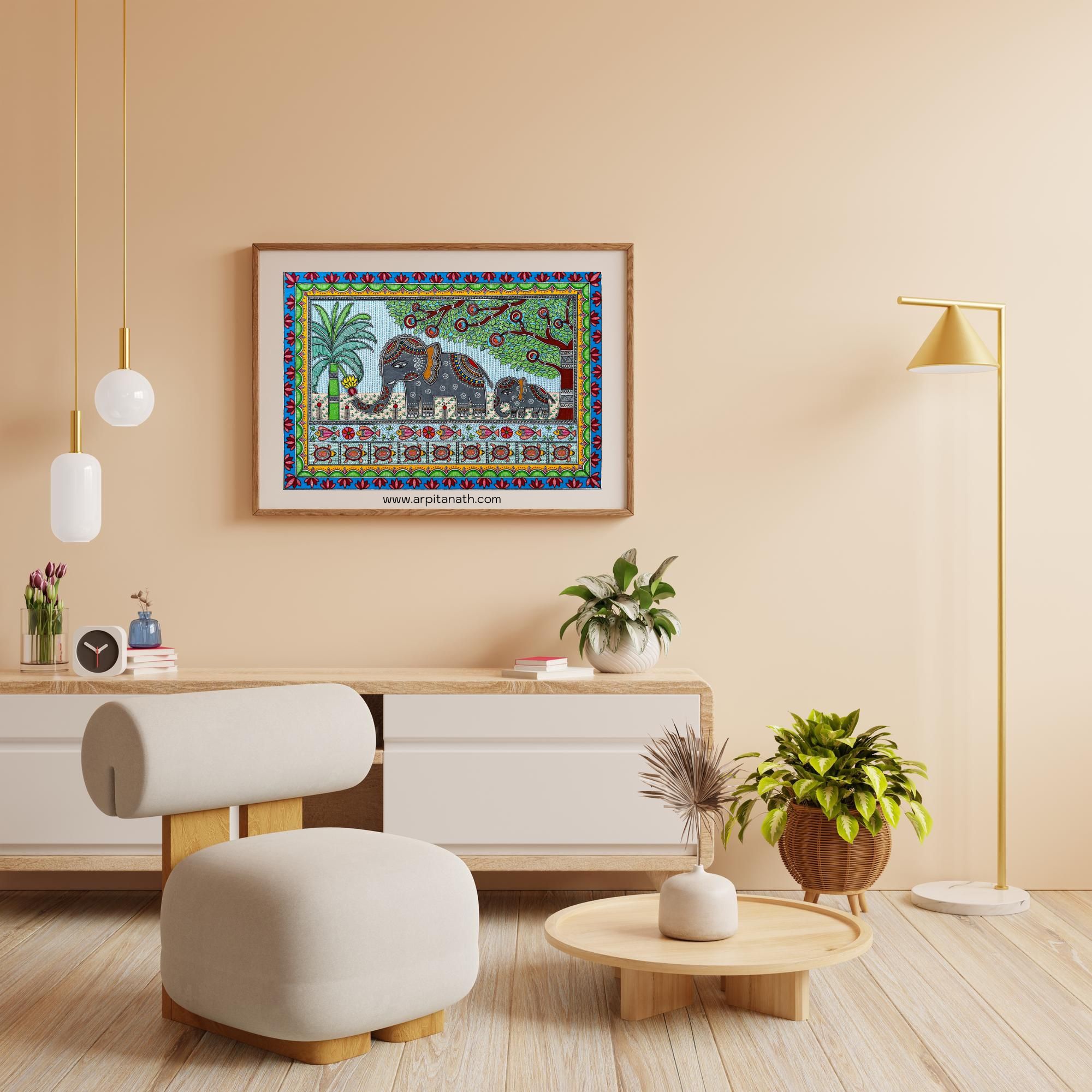 madhubani Elephant Motif room